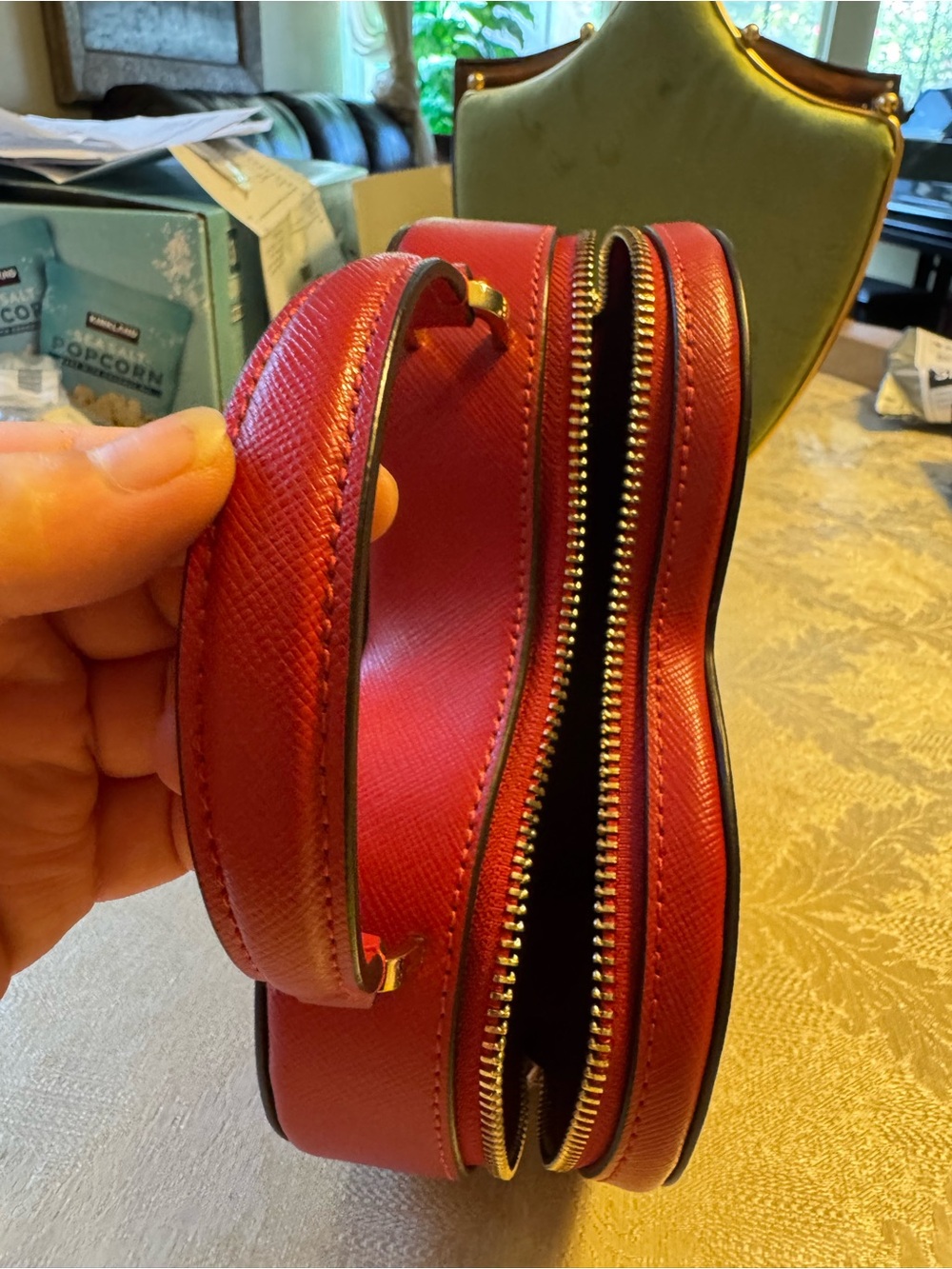 Kate Spade Cherry Red Love Shack Saffiano Leather Heart Crossbody Bag Purse - Picture 7 of 12